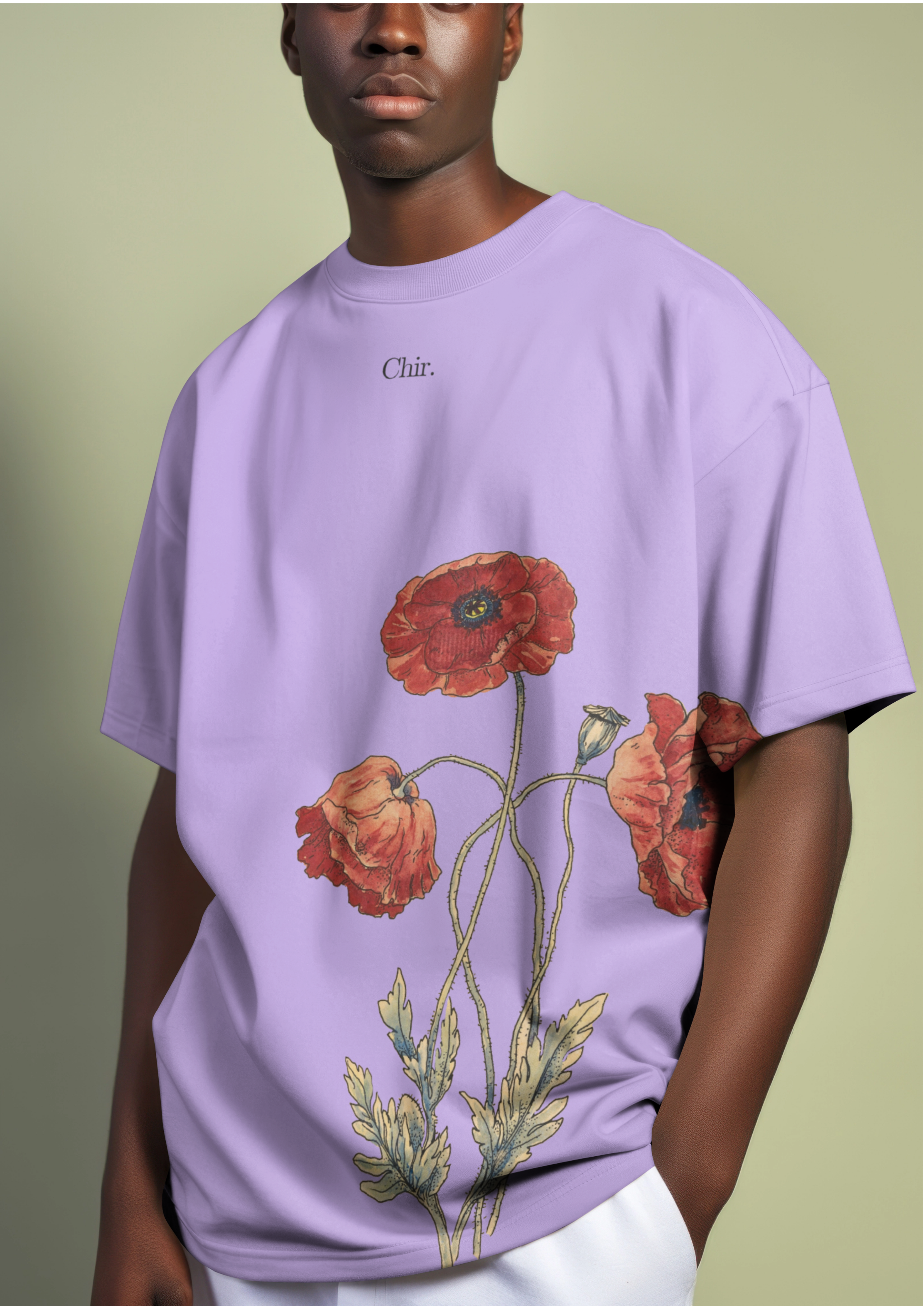 Bamboo Cotton T-shirt with Embroided Flowers